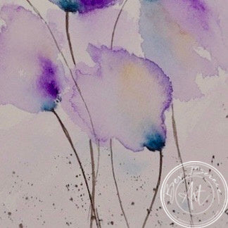 Zoomed-in view of Lavender’s Dream No. 2, showcasing the delicate brushwork and colour blending in this watercolour artwork.