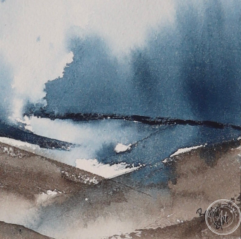 Zoomed-in view of Misty Highlands No. 1, showcasing the soft sepia tones and textures in the rolling hills.