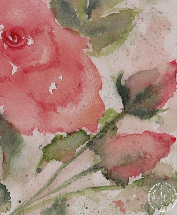 Zoomed-in view of New Beginnings, showcasing the intricate blending of pink and green tones in this floral artwork.