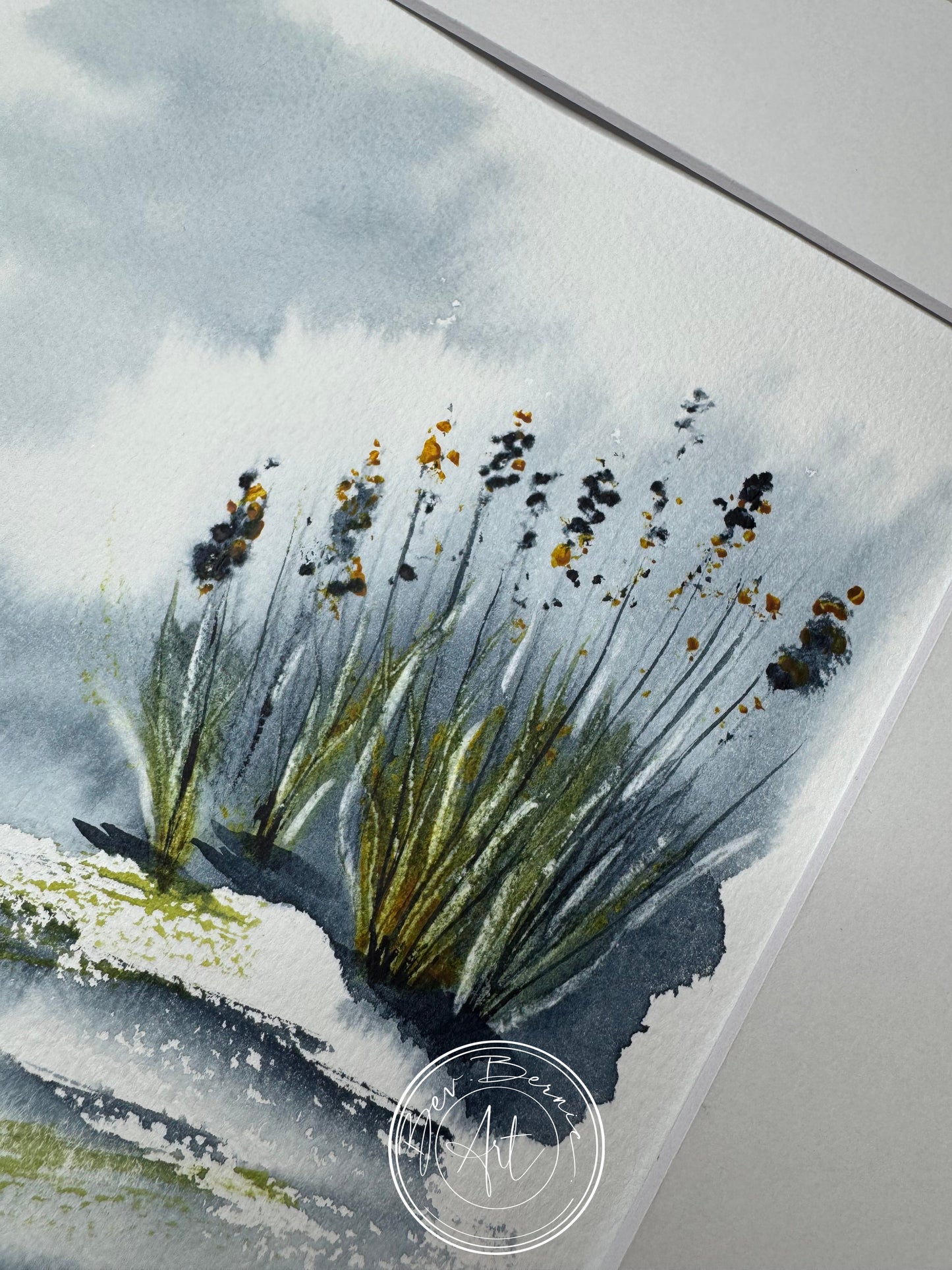 Artistic depiction of plants with a watercolor style on a textured surface.