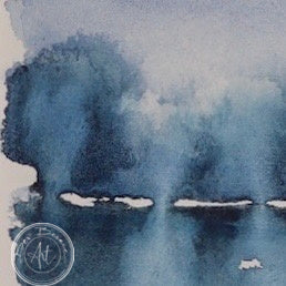 Zoomed-in view of Reflections in Blue, showcasing the gentle blending of blue tones and water-inspired textures.